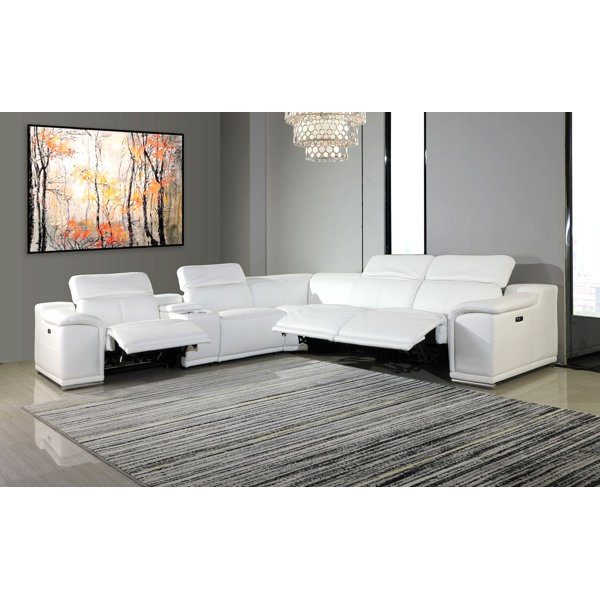 Anna Louise 6   Piece Leather Reclining Sectional 